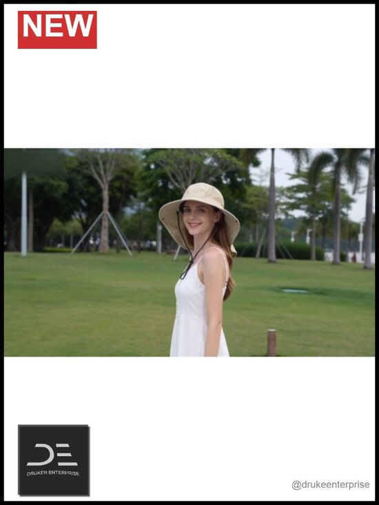 UPF 50+ Wide Brim Sun Hat with Neck Flap - Foldable Breathable Nylon